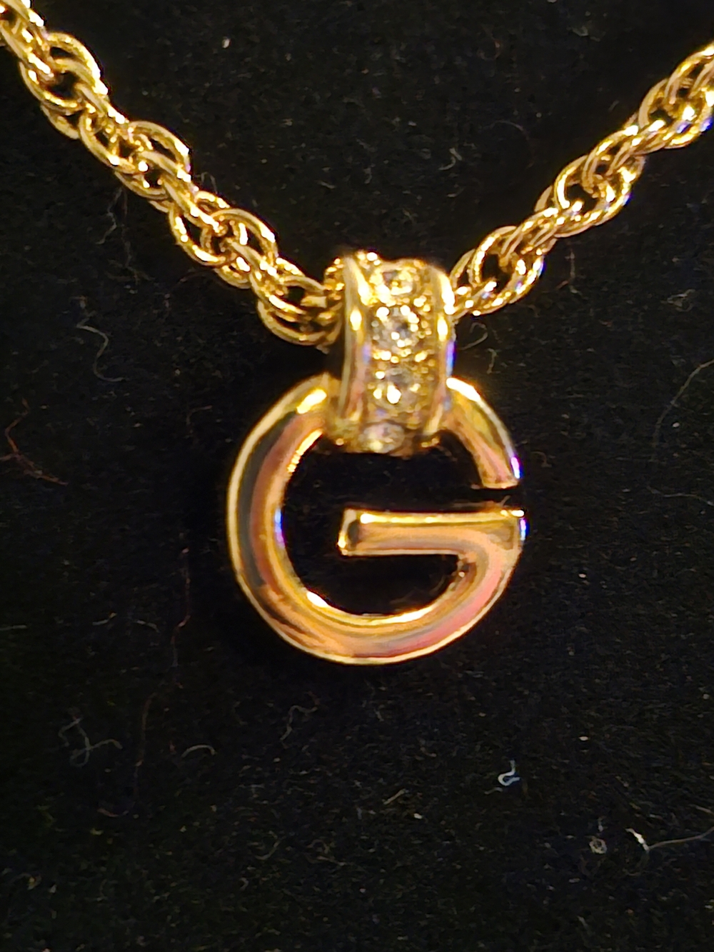 Givenchy Gold-Tone 'G' Pendant Necklace with Crystal Accents